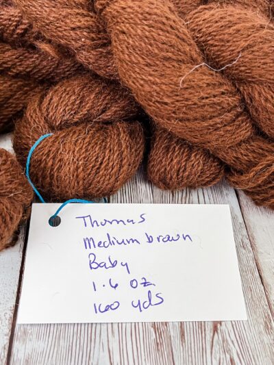 Natural brown, Virginia-raised alpaca, sport weight yarn