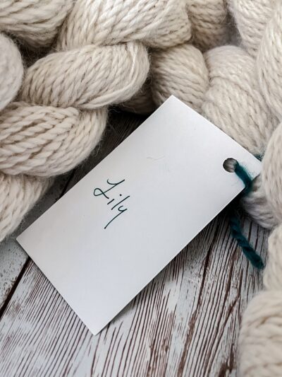 Natural white, Virginia-raised alpaca yarn, sport weight