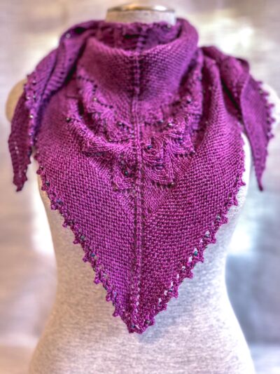 Purple merino beaded shawl