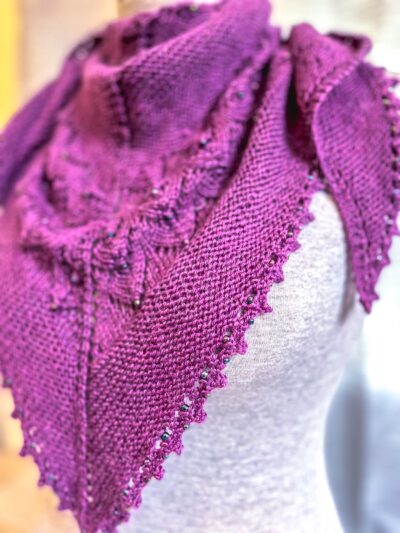 Purple merino beaded shawl