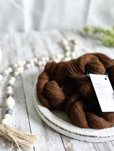 Natural medium brown, Virginia-raised alpaca yarn, sport weight