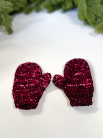 Hand-dyed merino children’s mittens
