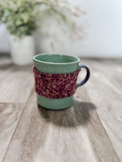 Hand-dyed merino mug cozy
