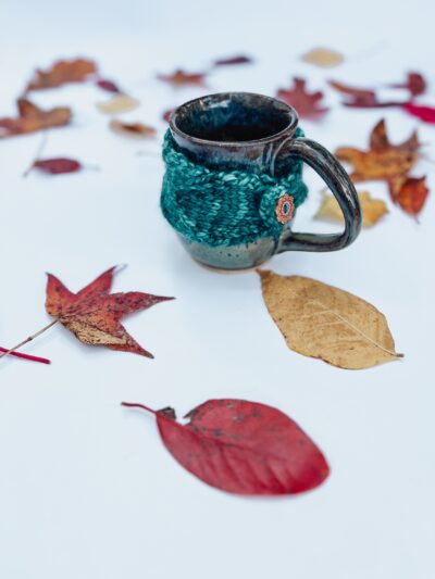 Hand-dyed merino mug cozy