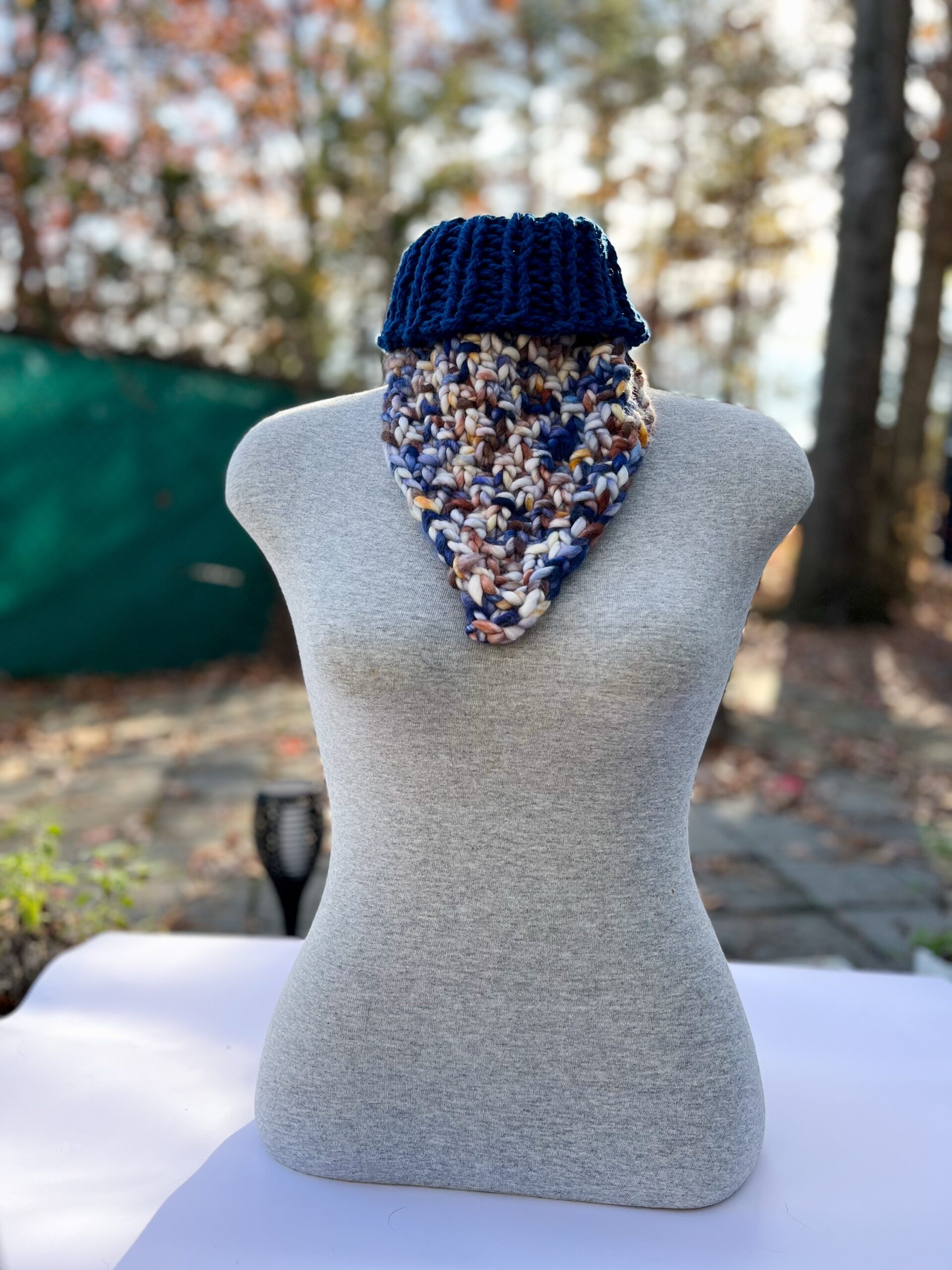 Chunky hand-dyed merino bandana cowl